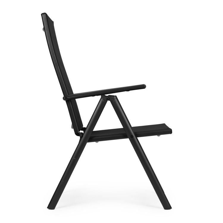 Set 4 scaune gradina 70x57x106 cm, pliante cu spatar reglabil 7 pozitii, structura otel si textilena, negru