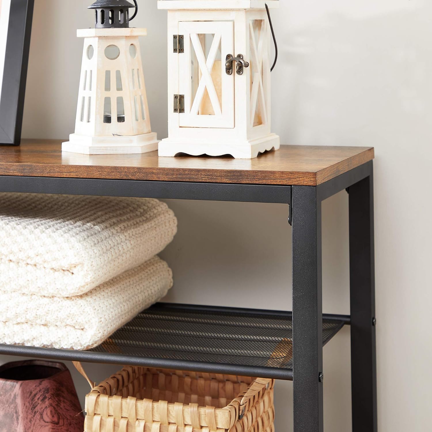 VASAGLE Etajera pantofi cu 5 rafturi si polita superioara, 100x30x110 cm, maro rustic