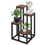 Stand pentru flori, cadru metalic, 4 etajere, 34x34x68 cm, maro inchis