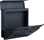 SONGMICS Cutie postala de exterior, pentru gard sau perete, din otel, cu incuietoare, 37x11x37cm, gri antracit