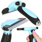 Perie trimmer pentru caini si pisici cu par lung sau scurt, autocuratare, lama 10cm, negru albastru