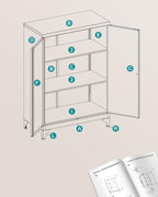 SONGMICS Dulap de birou multifunctional, din otel, 2 usi cu incuietoare, 40x60x90 cm, negru
