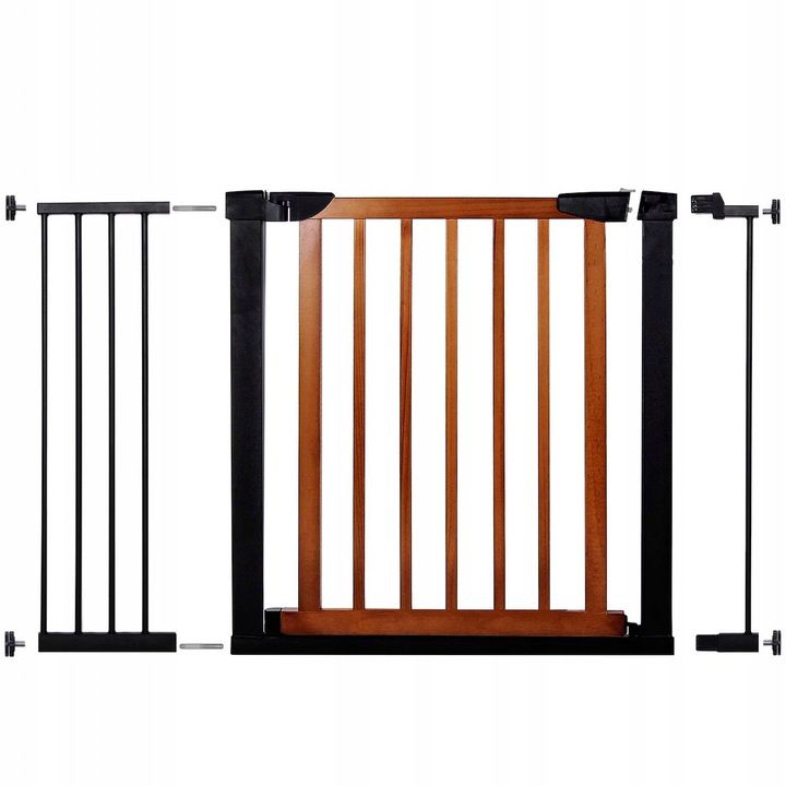 Poarta de siguranta Safety Gate pentru scari, ajustabila 111-117 cm, din otel si lemn, negru maro