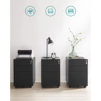 SONGMICS Dulap mobil tip rollbox pentru birouri, din otel, sertar cu sina dosare A4, 39x52x60 cm, negru