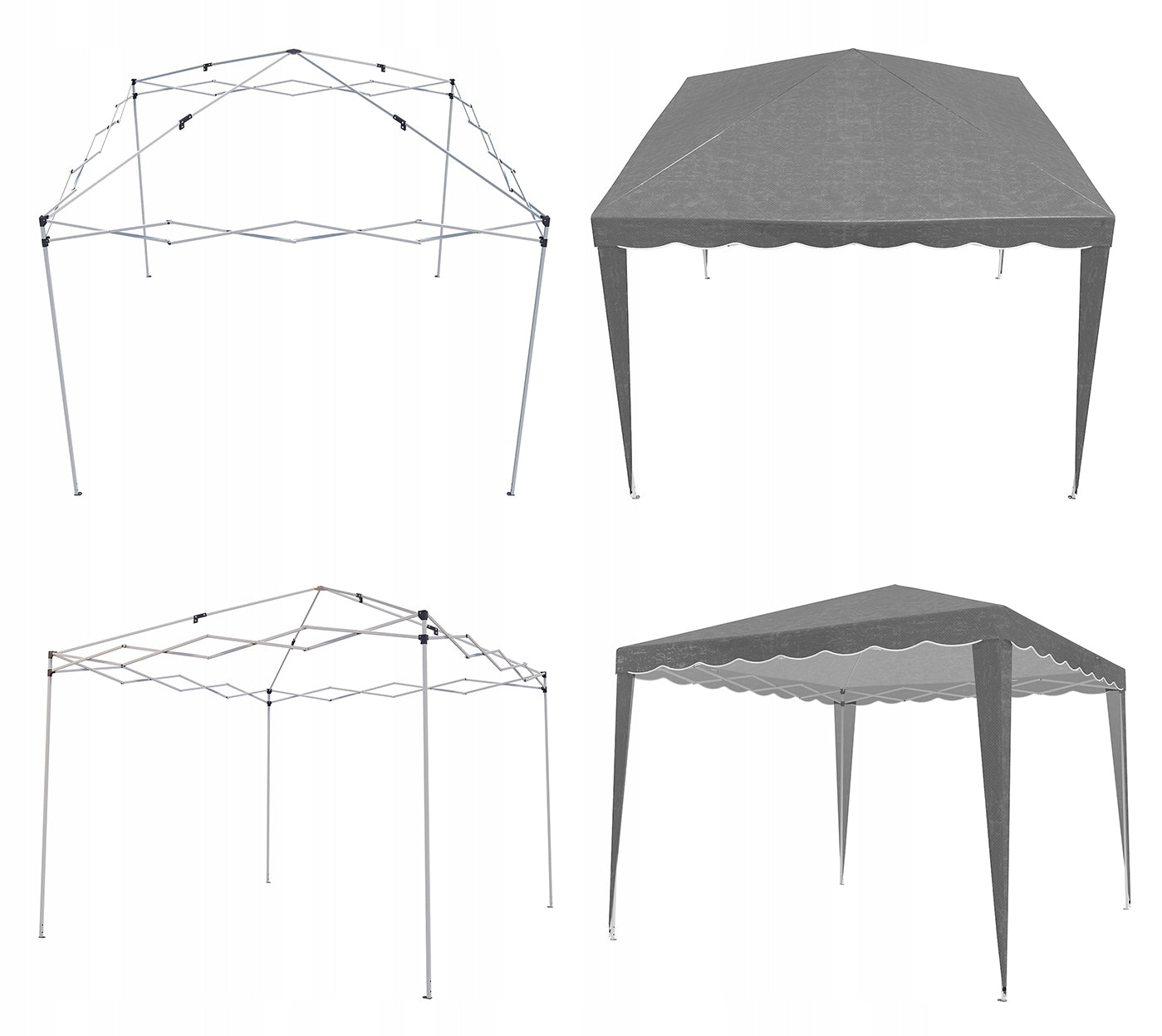 Cort pavilion de gradina pliabil automat pop-up, impermeabil, cu protectie UV, 300x300cm, gri