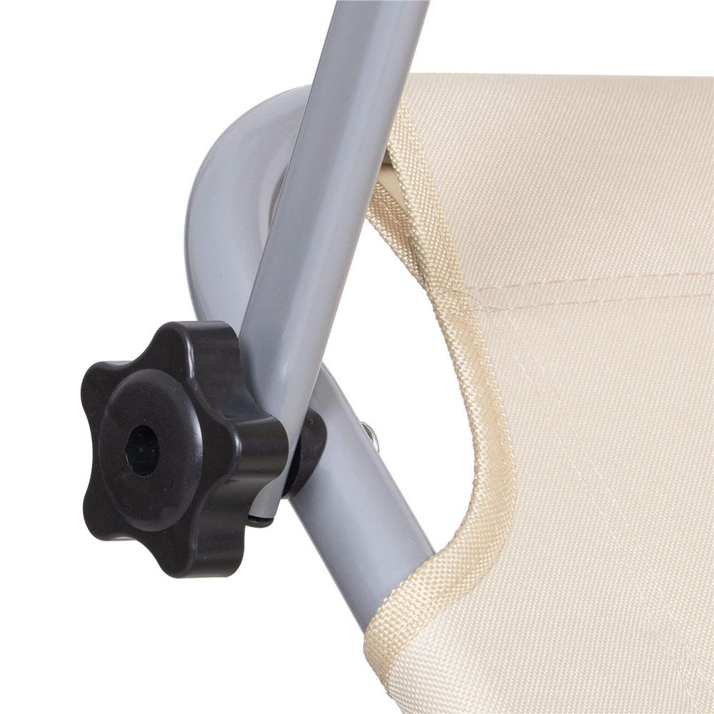 Sezlong pliabil cu parasolar, 188x57x38cm, sarcina 120kg, crem