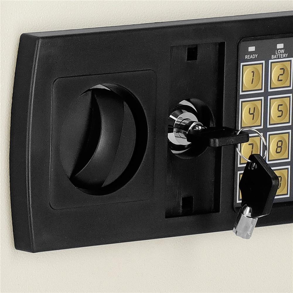 Seif electronic standard cu cifru si cheie, 200x300x200 mm, Otel, Bej