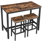 VASAGLE Set masa de bar cu 2 scaune, cadru din otel, blat lemn, stil industrial, 120x60x90cm, maro rustic