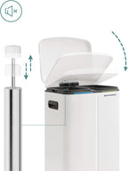 SONGMICS Cos de gunoi din inox cu 2 galeti interioare, colectare selectiva, 2x20 litri, alb