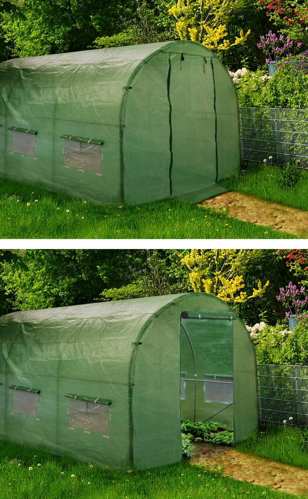 Sera de gradina, tip tunel cu cadru metalic, 250x400cm, 10mp (3 segmente)