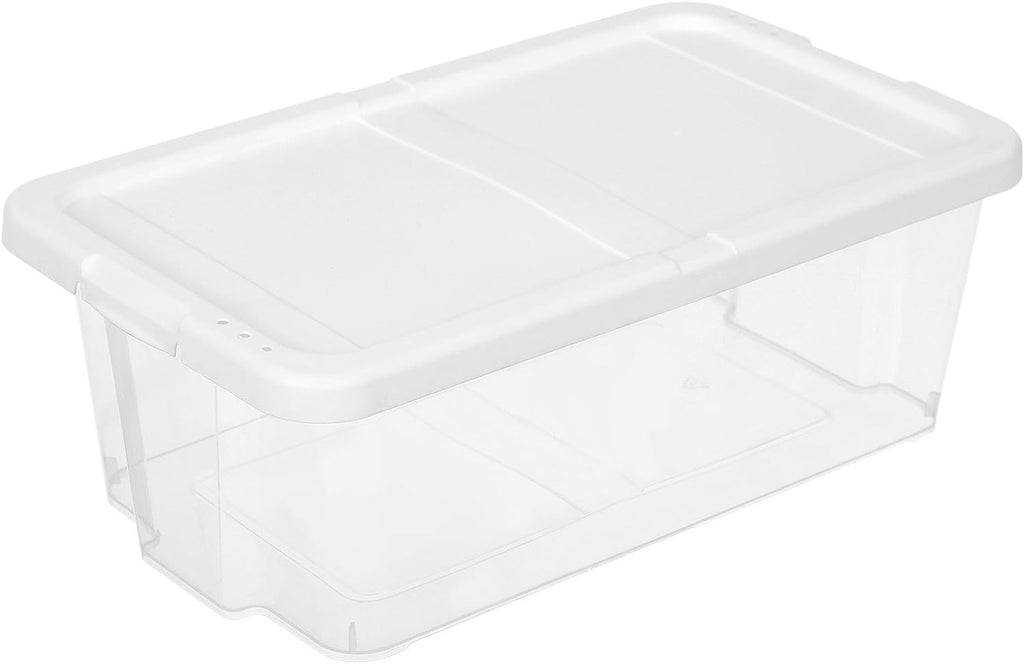 SONGMICS Set 12 cutii de depozitare pantofi, stivuibile, cu capac din plastic, pentru pantofi pana la marimea 41