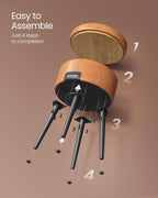 VASAGLE Taburet cu spatiu de depozitare, tapitat PU, cu 2 fete, diametru 32 cm, maro