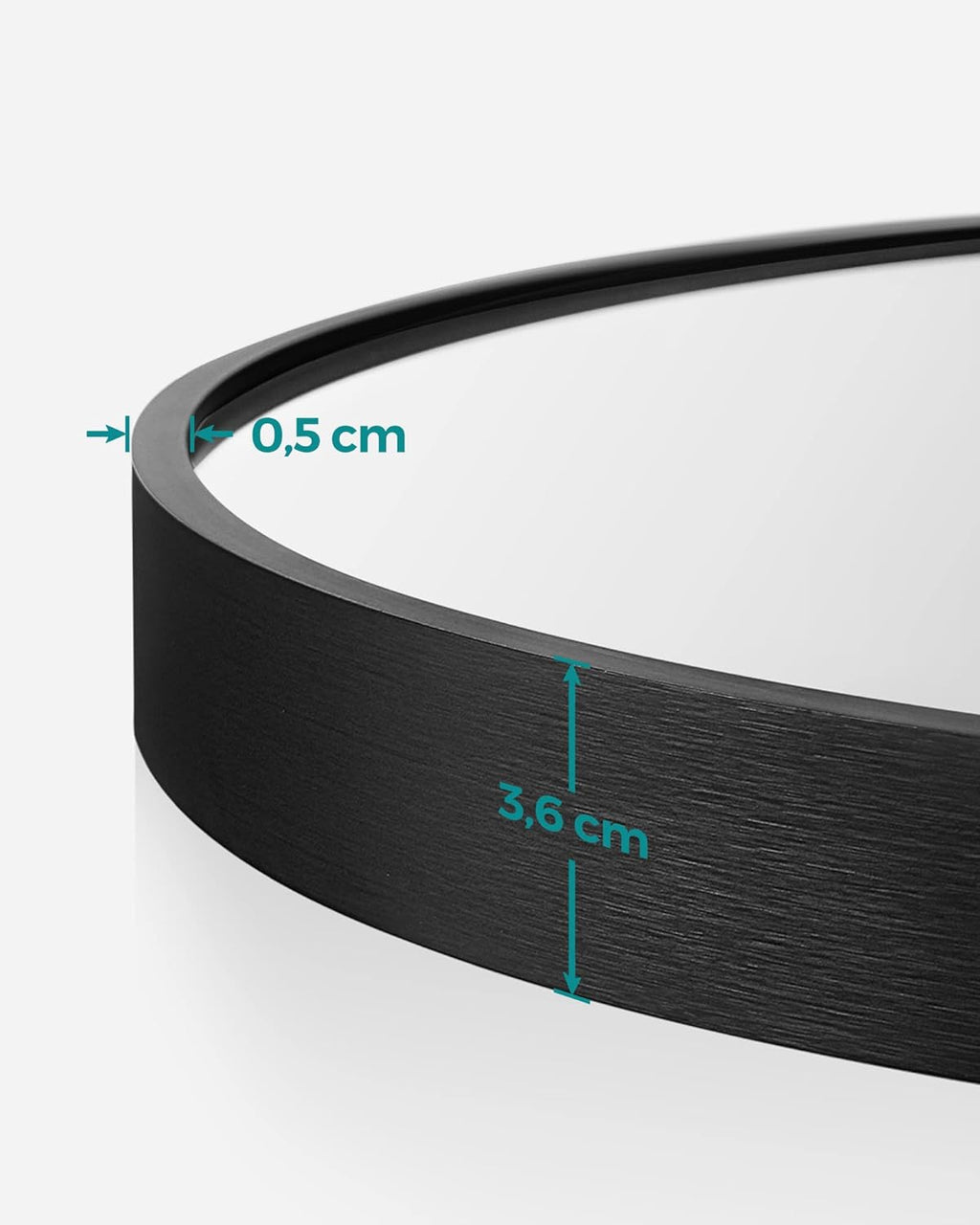 Oglinda de perete SONGMICS, oglinda rotunda, oglinda de baie, diametru 61 cm, cadru metalic, pentru sufragerie, dormitor, baie, hol, negru