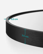 Oglinda de perete SONGMICS, oglinda rotunda, oglinda de baie, diametru 61 cm, cadru metalic, pentru sufragerie, dormitor, baie, hol, negru