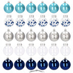 Set globuri de Craciun Inedit, 30 bucati, 6cm, transparente si albastru