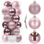 Set globuri de Craciun, 20 bucati, 3 modele, 4cm, roz