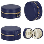 (DL) Cutie depozitare si organizare bijuterii, MDF, piele ecologica, 11 x 5cm, albastru marin