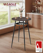 VASAGLE Masa de bar maro, 70x70x91 cm – design elegant cu piele artificiala, blat 60 cm, stabila si usor de asamblat