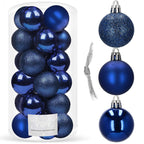 Set globuri de Craciun, 20 bucati, 3 modele, 4cm, albastru inchis