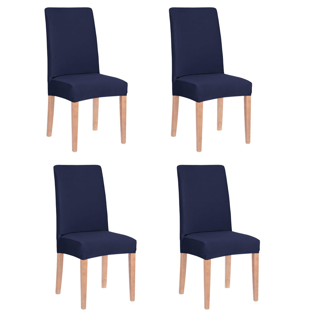 Set 4 huse universale pentru scaun, marime universala, poliester si spandex, 45 x 60 cm, bleumarin