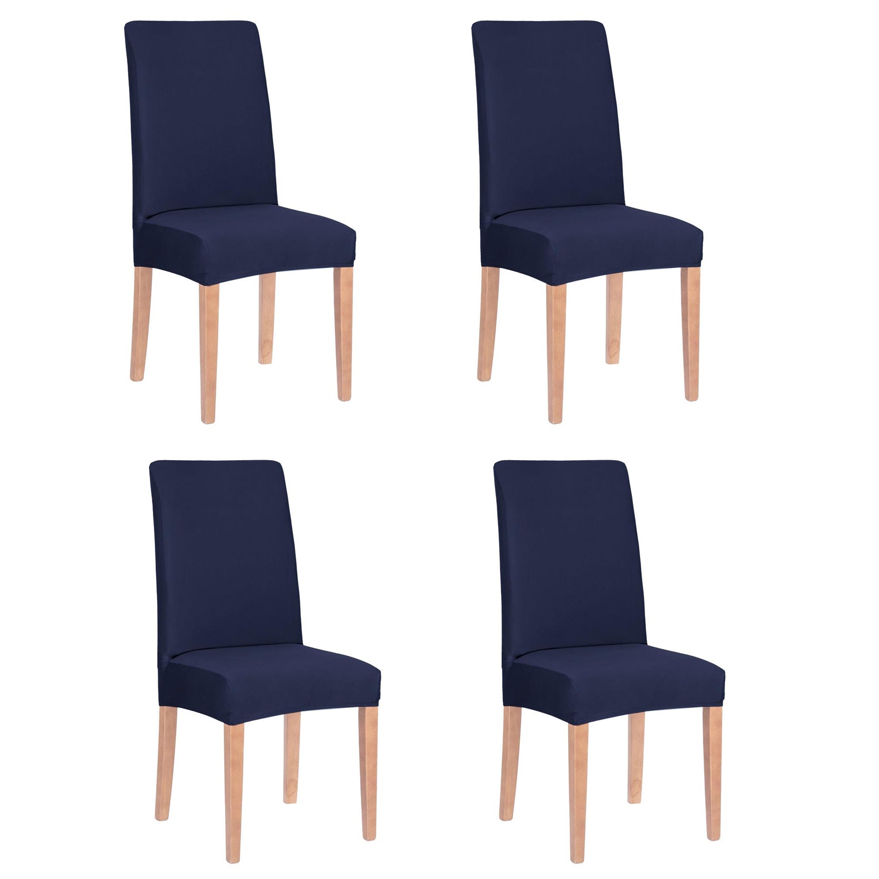 Set 4 huse universale pentru scaun, marime universala, poliester si spandex, 45 x 60 cm, bleumarin