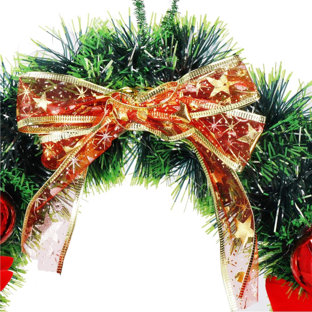 Coronita pentru Craciun, 35 cm, din brad artificial, cu decoratiuni, verde