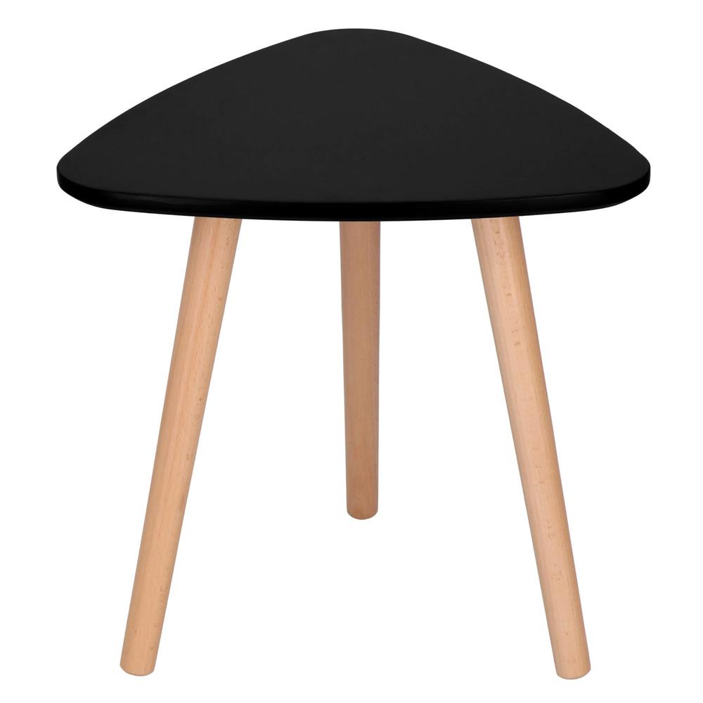 Set 2 mese de cafea, ovale, 54x45 cm si 41x40 cm, Blat MDF, Picioare lemn, Negru