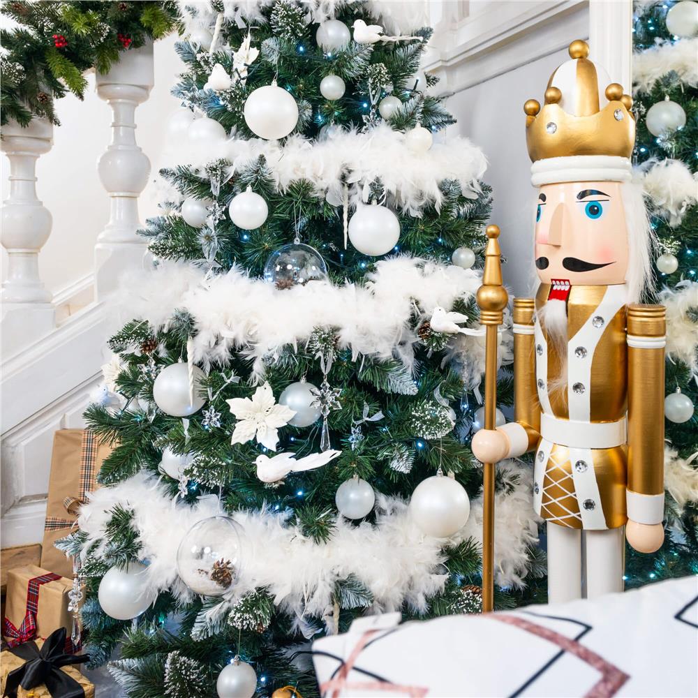 Set globuri de Craciun, 20 bucati, 3 modele, 4cm, alb