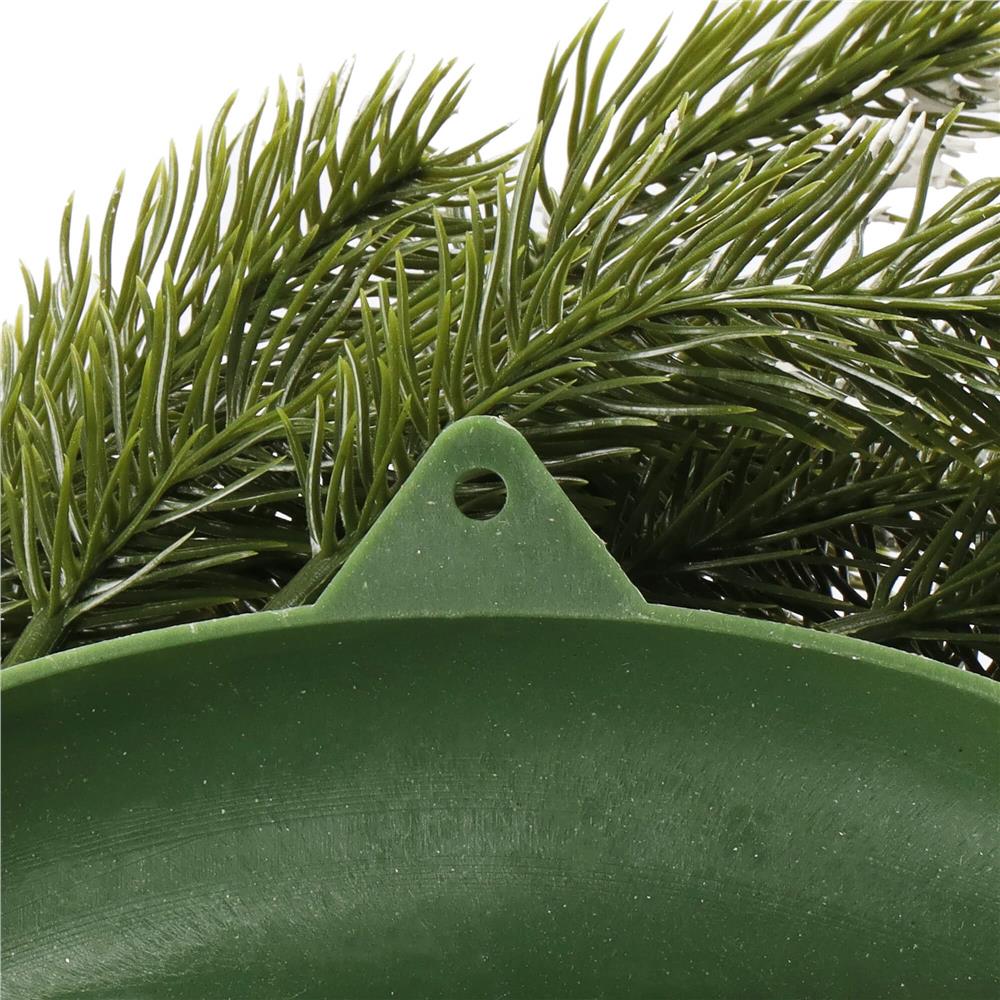 Coronita pentru Craciun, 40 cm, din brad artificial 3D, cu conuri si zapada, verde