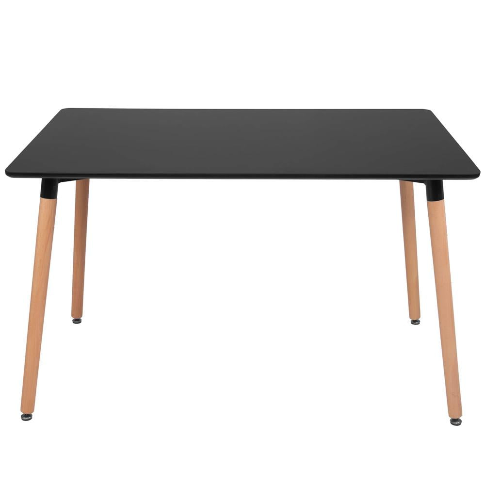 Masa dining bucatarie, dreptunghiulara, 120x80x74 cm, Blat MDF, Picioare lemn, Negru