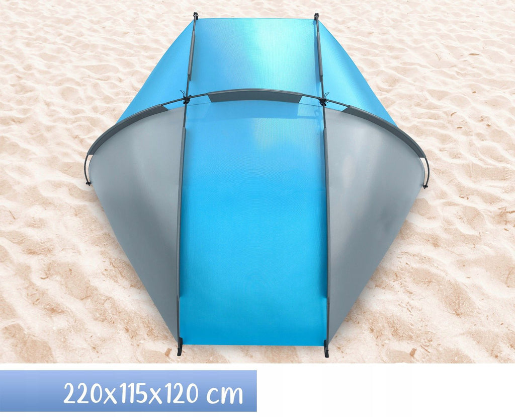 Cort plaja si picnic deschis , protectie UV, 220x115x120cm, albastru gri