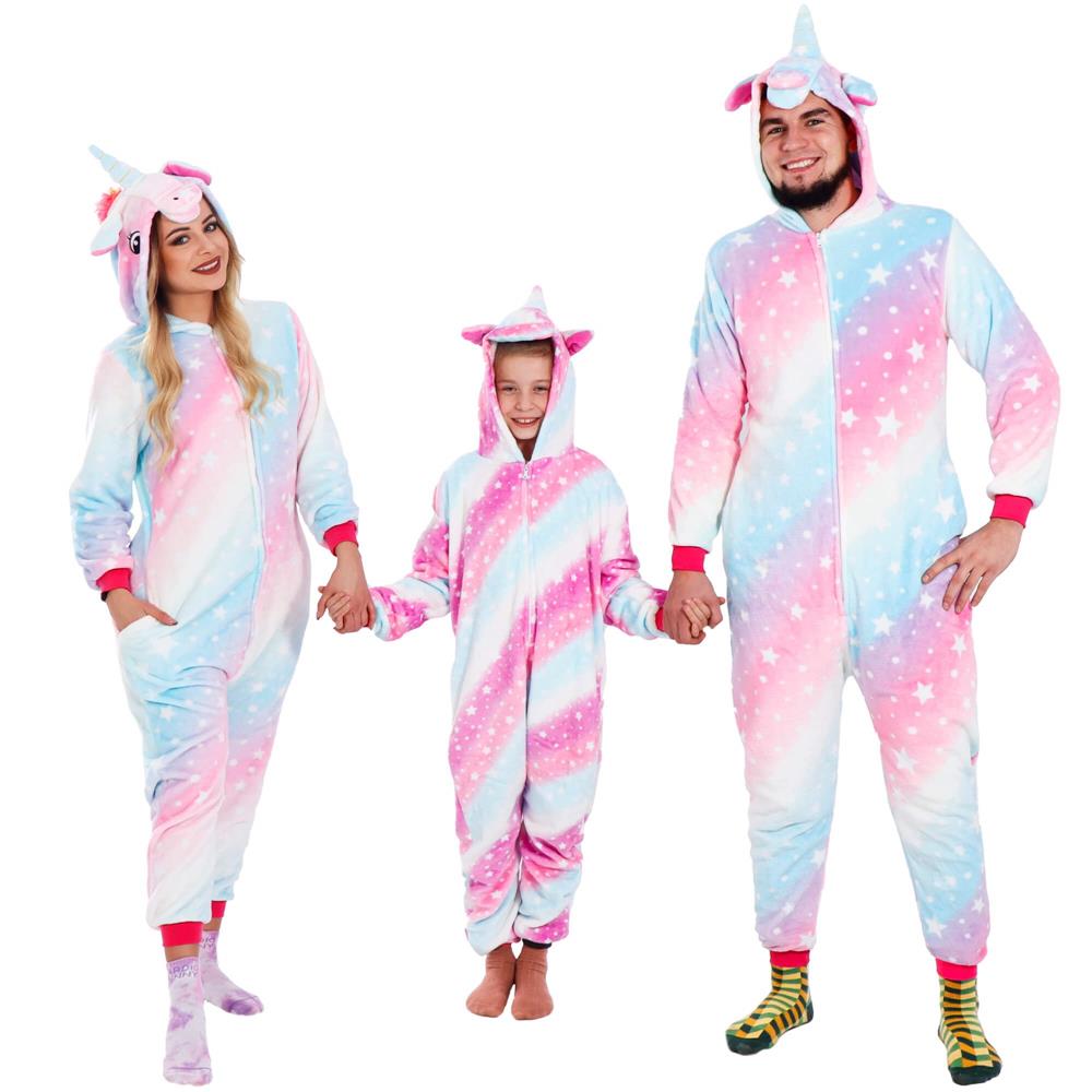 Pijama tip salopeta pentru copii, model unicorn, marime 130-140cm