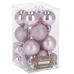 Set globuri de Craciun, 25 bucati, 3 modele, 2,5cm si 4cm, roz