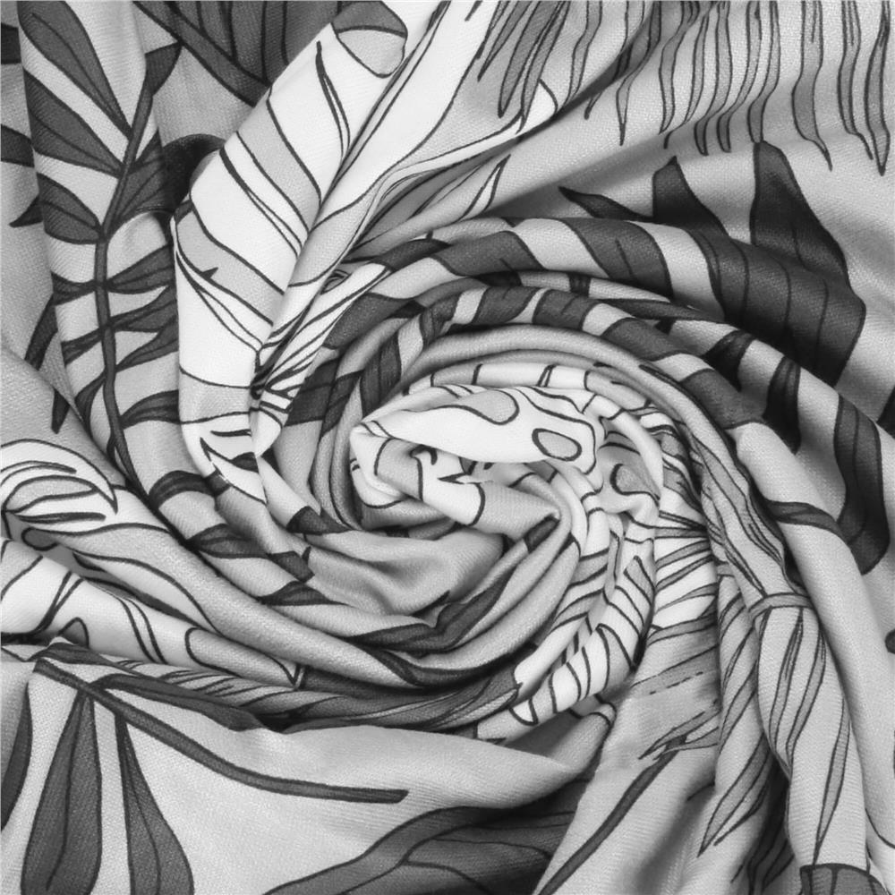 Husa universala pentru scaun, marime universala, poliester si spandex, 38x70cm, gri cu model floral