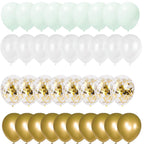 Set 50 baloane pentru petrecere, 40cm, alb, auriu, verde menta