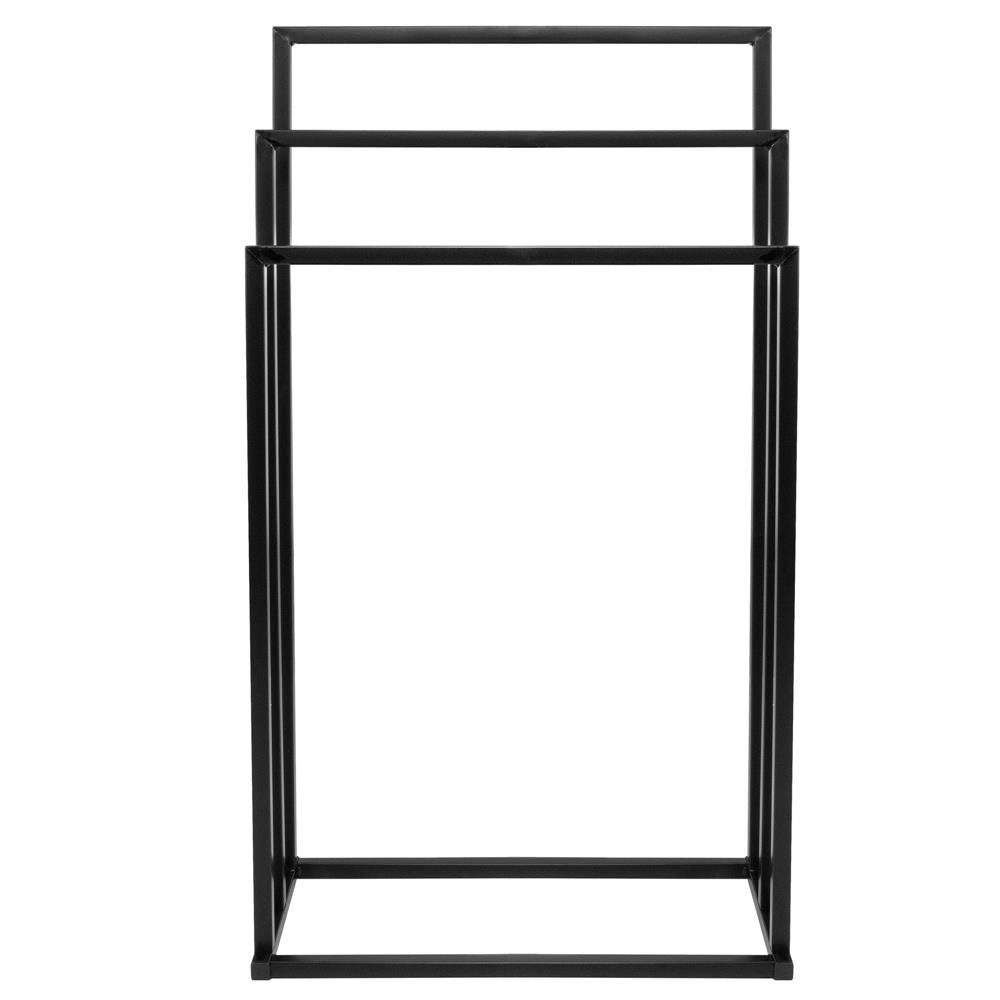 Suport metalic de baie pentru prosoape, cu 3 standuri, 84 cm, negru