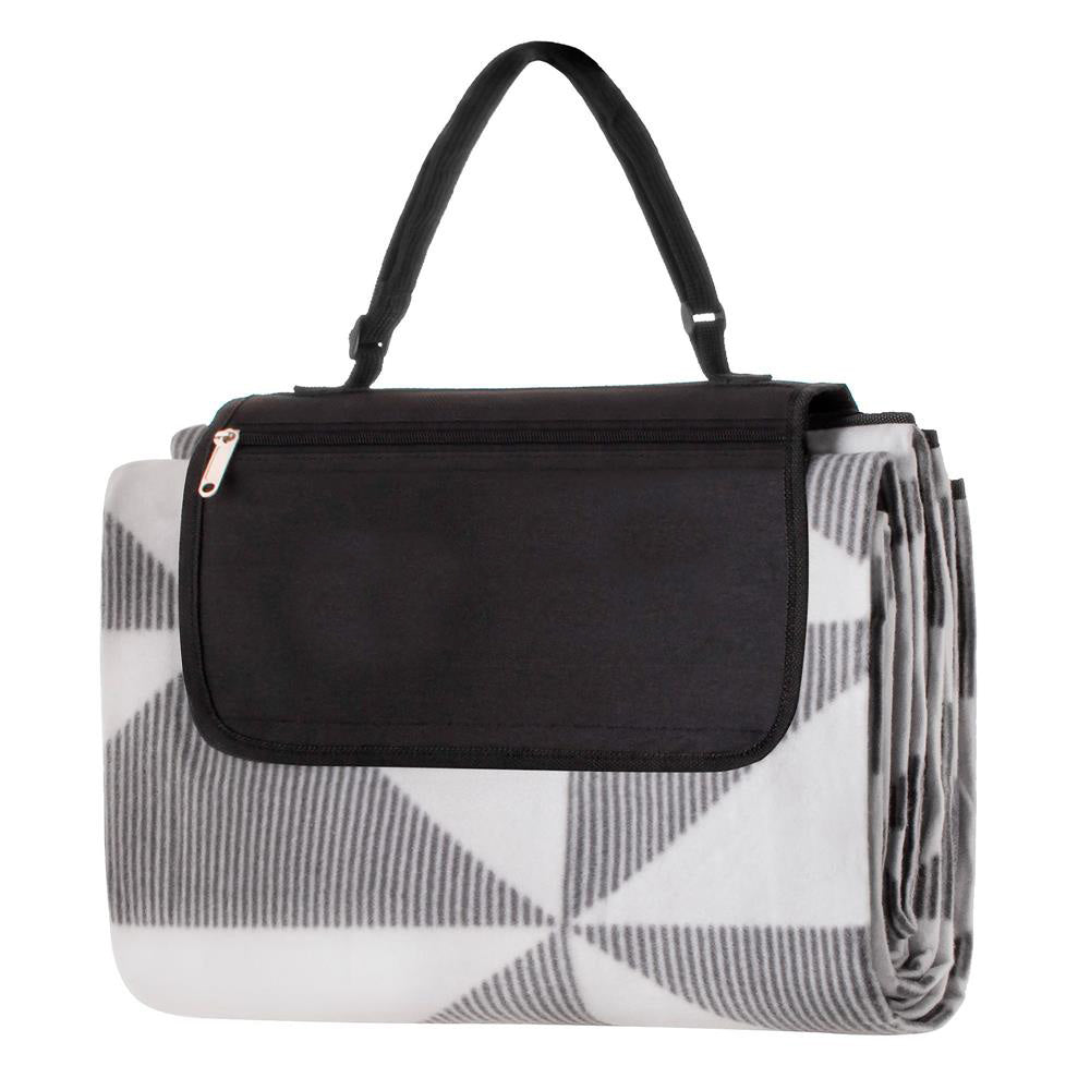 Patura pentru picnic sau plaja, cu folie izolatoare si maner, 180x220cm, gri