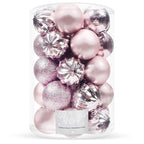 Set globuri de Craciun, 20 bucati, 5 modele, 6cm, roz