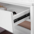 VASAGLE Masa de toaleta cu oglinda rabatabila si 2 sertare, 3 compartimente deschise, 100x40x142cm, alb