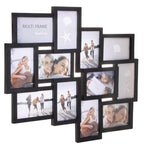 Rama foto de perete, colaj de 12 fotografii, 50x59cm, negru