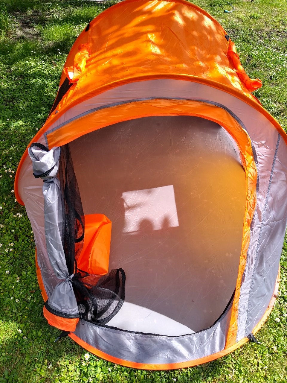 Cort plaja si picnic , protectie UV, 210x130x90 cm, portocaliu gri