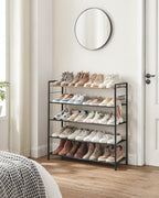 SONGMICS Raft de depozitare pantofi, metalic, 5 nivele din tesatura oxford, pentru 20-25 perechi, 29x89x93cm, maro rustic si negru