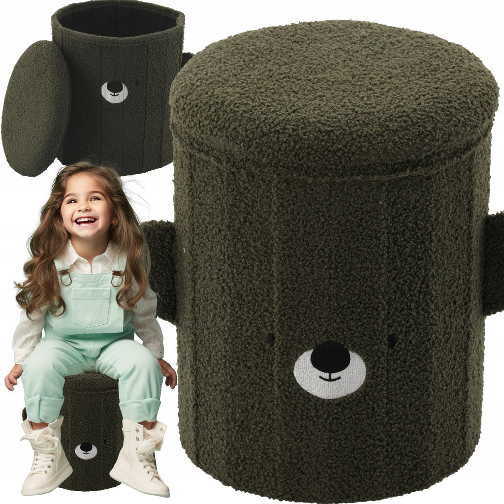 Taburet pentru copii, pliabil cu spatiu depozitare, 80kg, 28×34 cm, verde