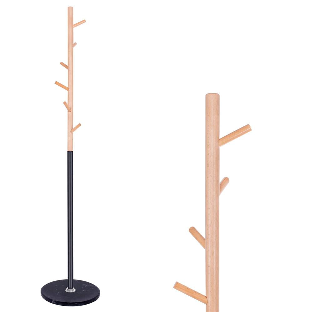 Cuier tip pom din metal , 6 agatatoare, 180cm, negru maro