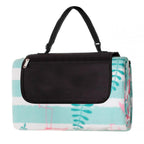 Patura pentru picnic sau plaja, cu folie izolatoare si maner, 200x200cm, flamingo, verde roz