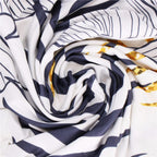 Husa pentru scaun, marime universala, poliester si spandex, 38x70cm, alb, nuante de bleumarin, galben