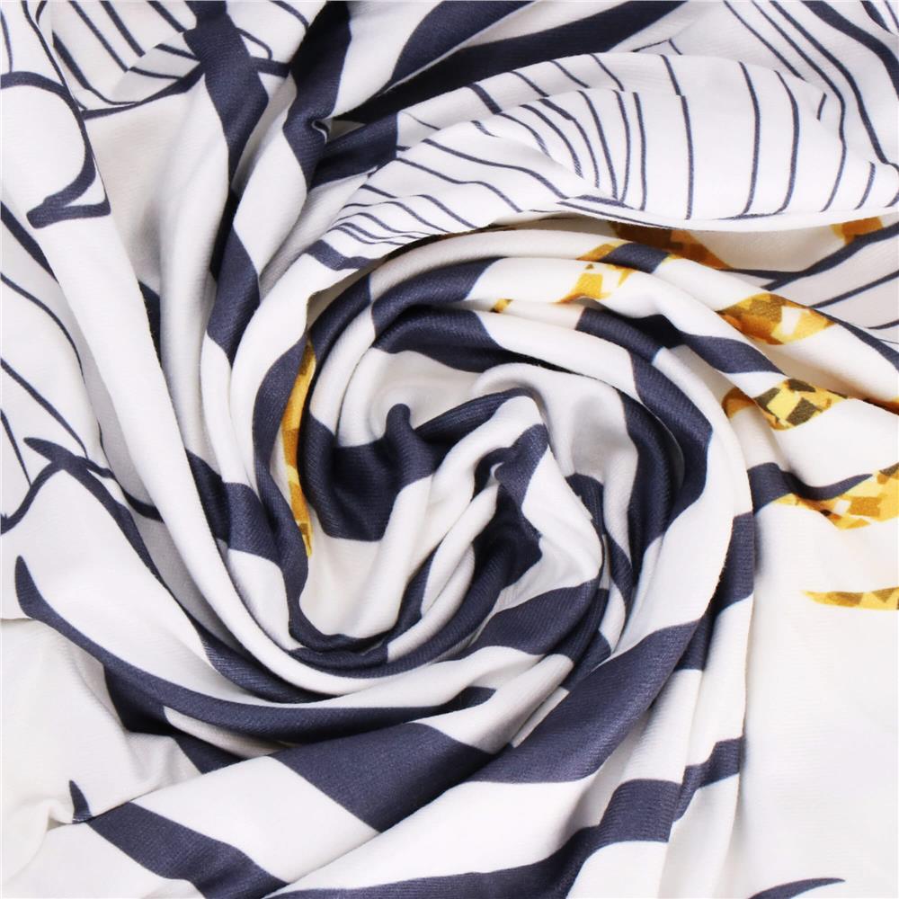 Husa pentru scaun, marime universala, poliester si spandex, 38x70cm, alb, nuante de bleumarin, galben