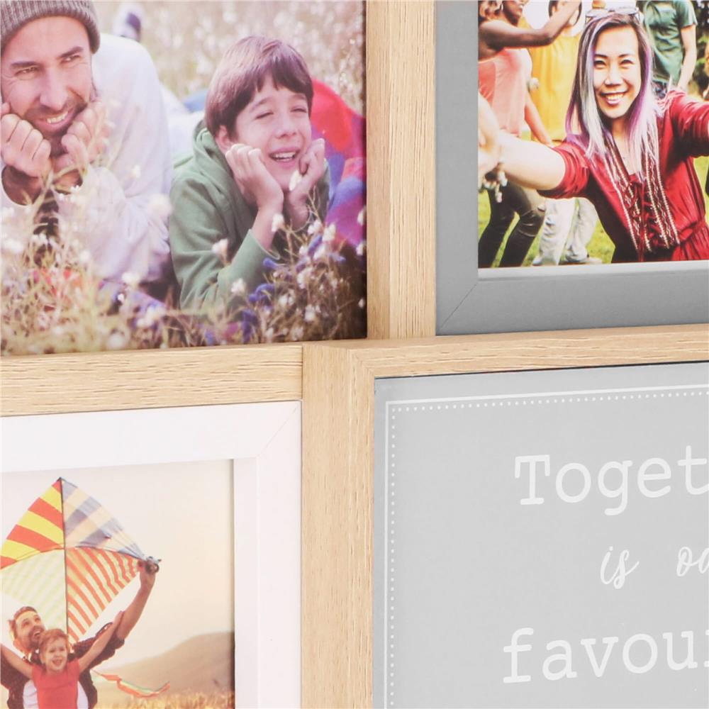 Rama foto de perete, colaj de 8 fotografii, 41x51cm, alb si gri