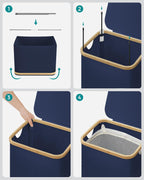 SONGMICS Cos de rufe textil, pliabil, compartiment detasabil, 90L, 42x32x71 cm, albastru