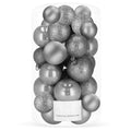 Set globuri de Craciun, 30 bucati, 3 modele, 4/5/6cm, gri argintiu